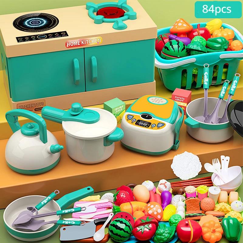 Play Kitchen Accessories Kids Kitchen Playset with Kids Pots Pans Playset Food Fruit Veggies, Kitchen Toys, Cooking Utensils Toy