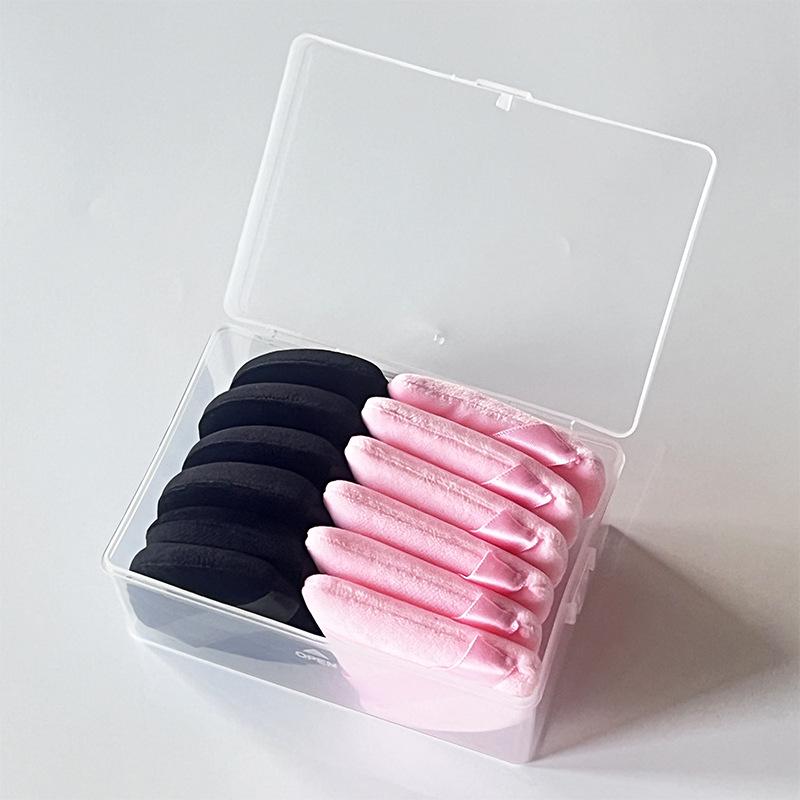 Velký trojúhelníkový sametový pudrový aplikátor na make-up - Super měkký, houbička na sypký pudr, V balení vějířovitá houbička