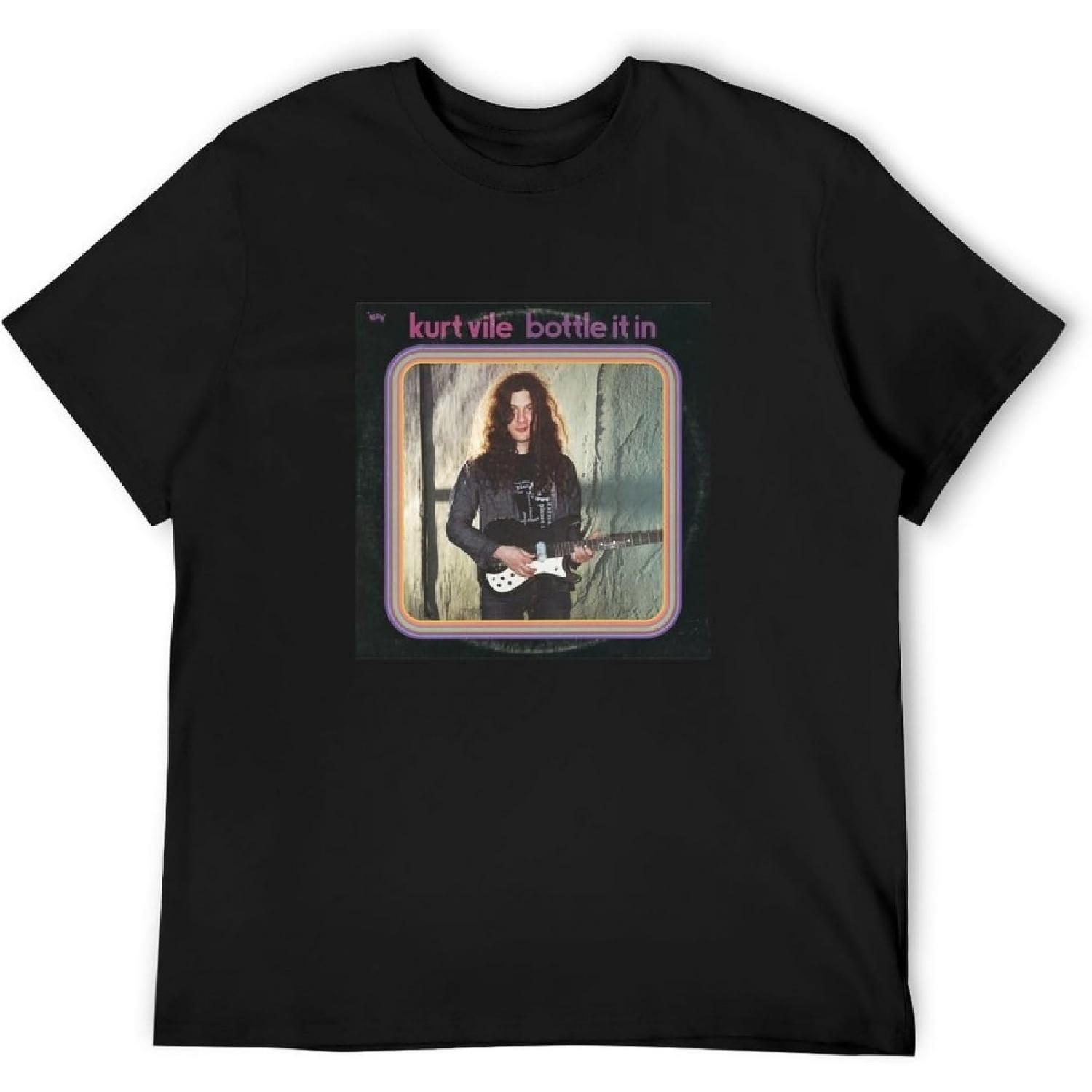 Hiwide Kurt Vile Men s T Shirt Bottle It in Vinyl Cd Cover Black S