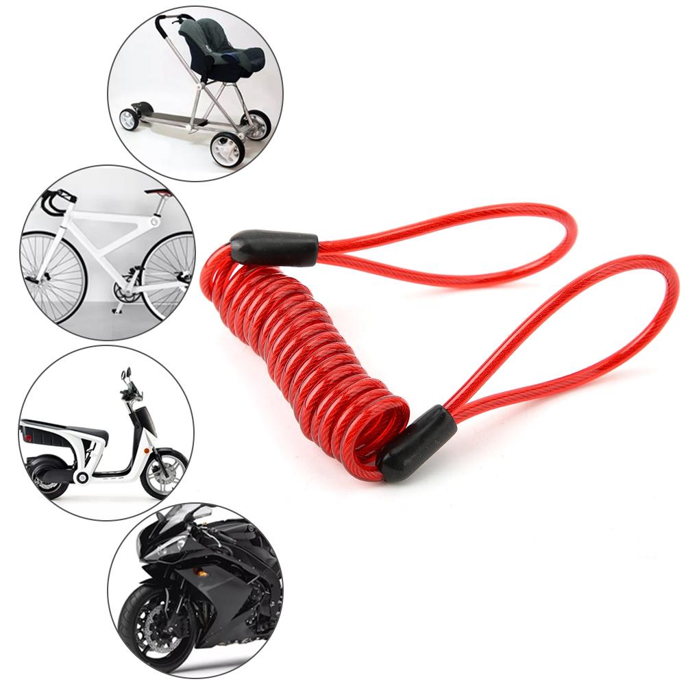 Tyverisikring Stålvaierlås Sikkerhet Fjær Påminnelsesvaierlås for Sykkel Motorsykkel(rød)