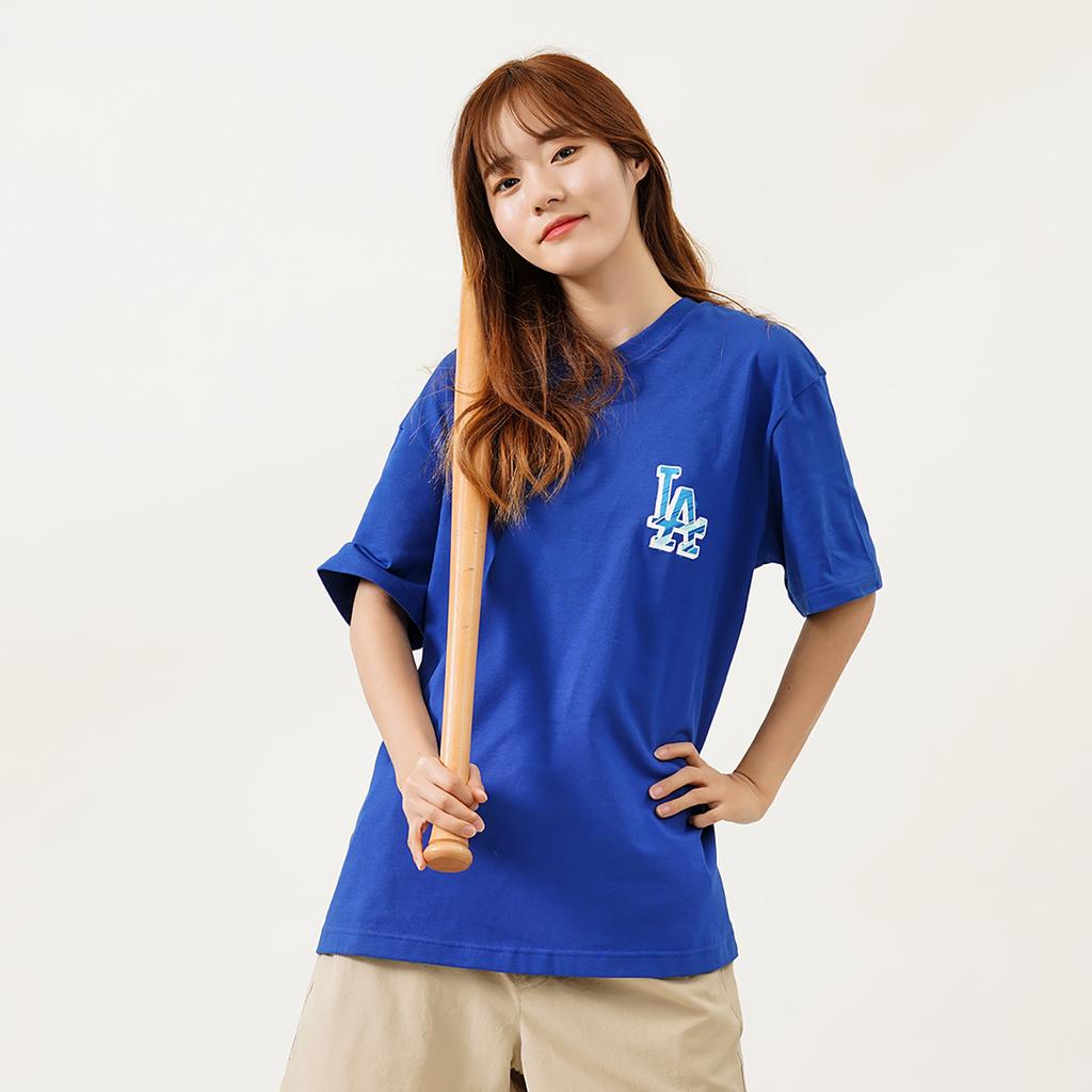 MLB Basic Logo Rückendruck Dopamin Rundhals Kurzarm T-Shirt Unisex T-Shirts Blau 3ATS03023-07BLD
