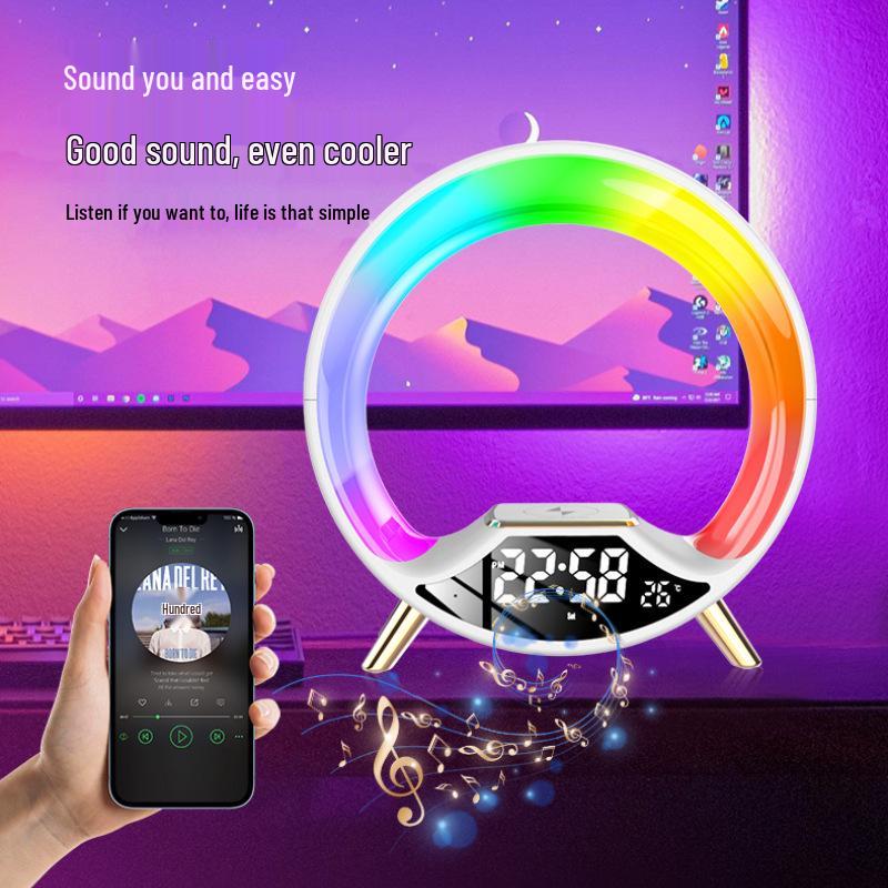 Sunrise Atmosphere Light Strip with Wireless Charging, Bluetooth Speaker & FM Alarm Clock.