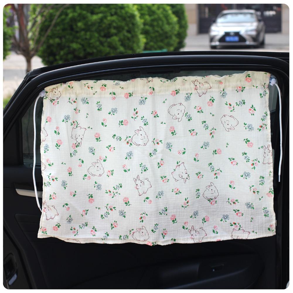 Cute Cartoon Window Shade Suction Cup Car Window Cover Universal Sunshade Curtain Car Interior