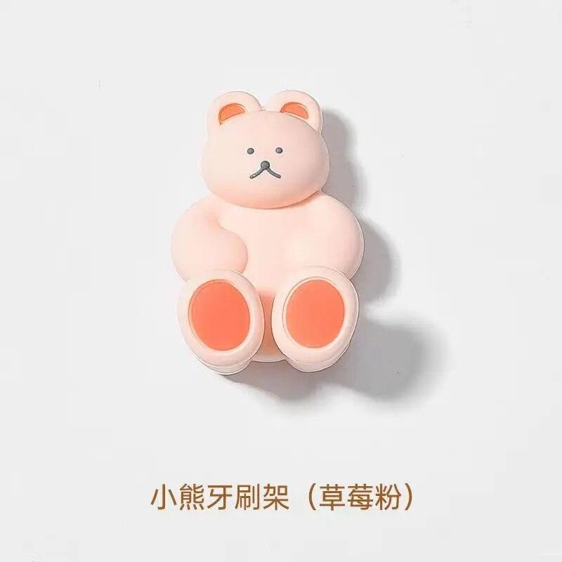 Tovární Roztomilý Trojrozměrný Medvěd Silikonový Nepropichovací Nástěnný Držák na Zubní Kartáčky Roztomilá Koupelnová Přísavka Kreslený Také