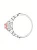 925 Sterling Silver Geometric Four Claw Square Fashion Pink Ring For Women Engagement Wedding Luxury High Quality Fine Jewelry