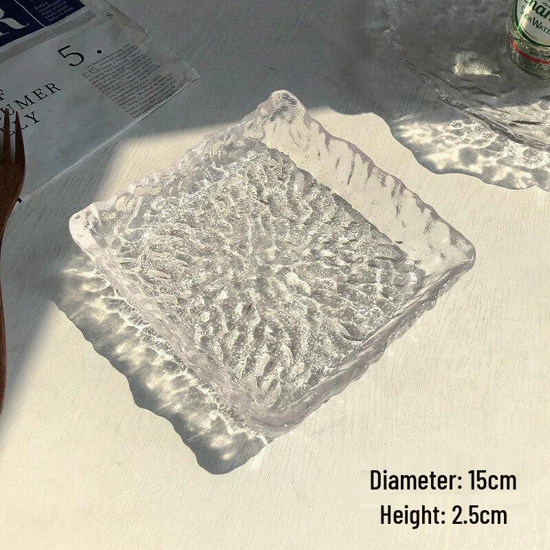 Nordic Irregular Glacier Glass Dessert Plate