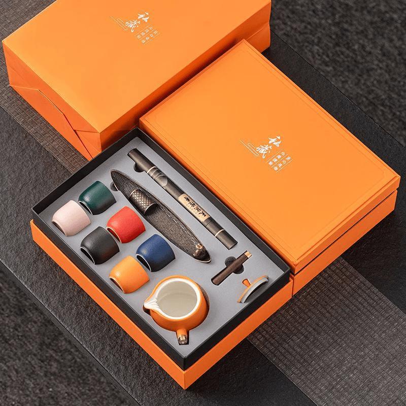 Chinese Retro Ceramic Tea Set & Incense Gift Box