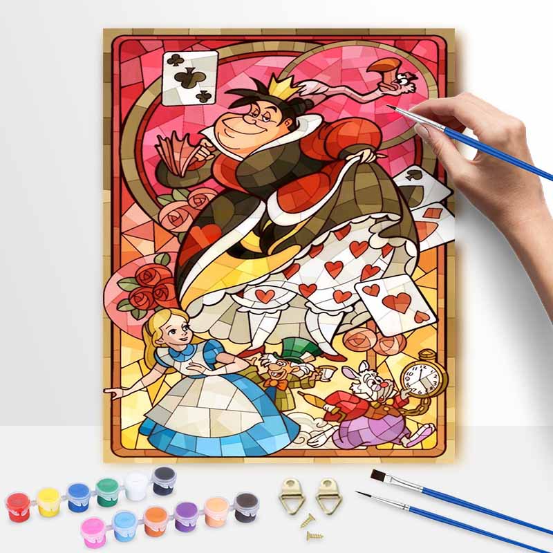 Disney Alice in Wonderland Queen of Hearts Stained Glass Oil Painting Kit Home Decor Gift 20x30cm