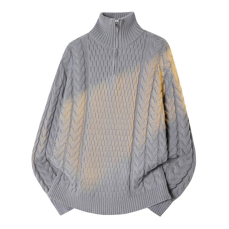 

Men s warm fashionable versatile plus size thick sweater soft quality fabric sweater half zipper loose casual sports long-sleeved knitwear M сірий колір