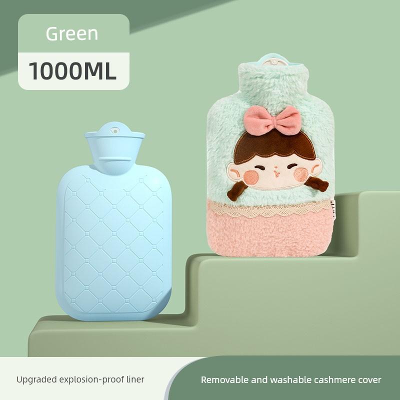 Hot Water Bottle, Thickened Explosion-Proof Hand Warmer, Small Hand Warmer Bag, Women's Belly Warmer, Plush Hot Compress Water Bag