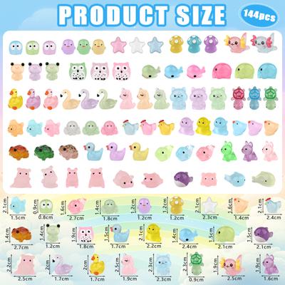 144 Buc Mini Animale Luminoase din Rășină Animale Mici Luminescente în Întuneric Animal Marin Rață Delfin Rață Broască Țestoasă Ciupercă Figurine Miniaturale