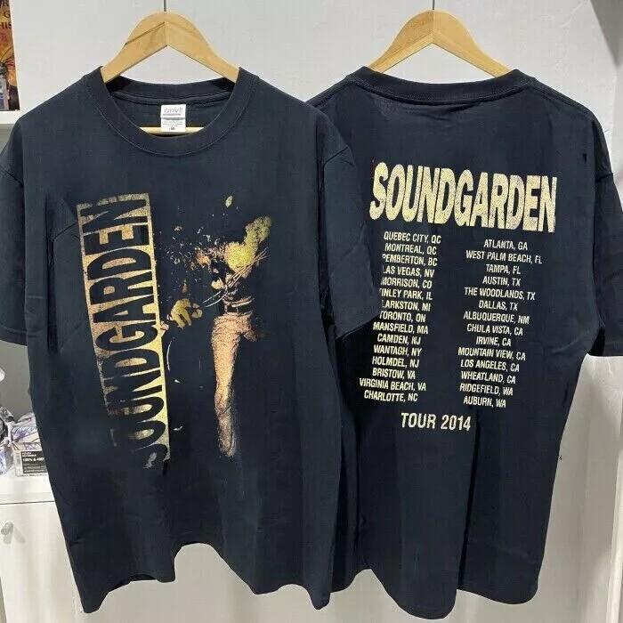 

Soundgarden 2014 Tour Band 2 Side Black Cotton Unisex Tshirt Reprint S5XL Unisex T-Shirt XXL