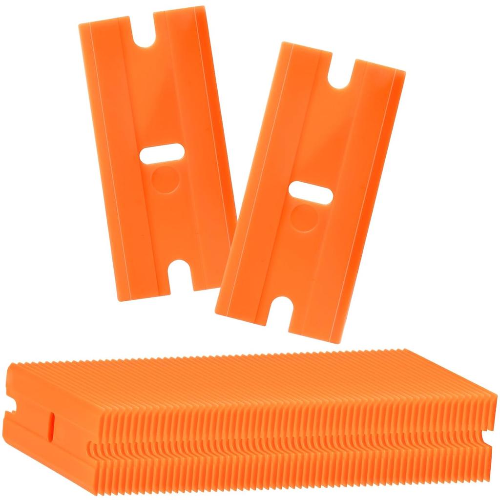 100 Pezzi Lama di Plastica Rasoi Lama Raschietto a Doppio Taglio per Pulizia Vetri e Rimozione Decalcomanie, Adesivi, Etichette Adesive