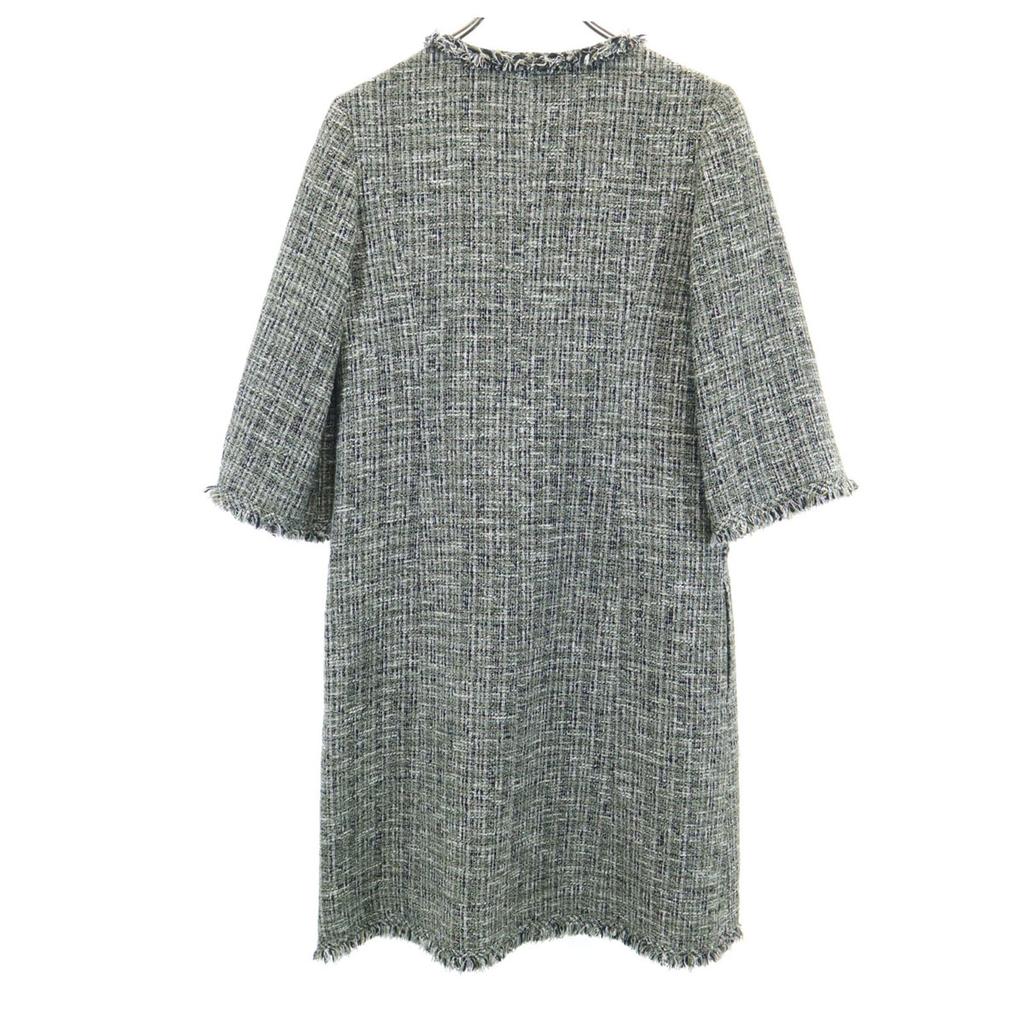 Unused Rene Made In Japan Short Sleeve Tweed One Piece 36 Green Women Used