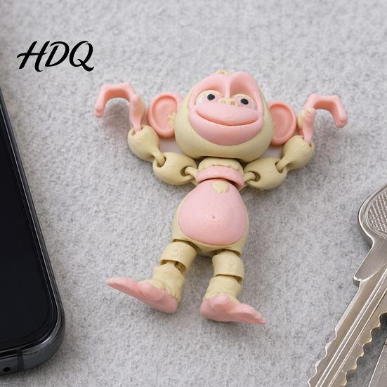Movable Joint Monkey Figure 3D Printed Articulated Figurine Multi-Color Cartoon Animal Model with Cute Mini Statue Joints Stress Relief Toy Gift for