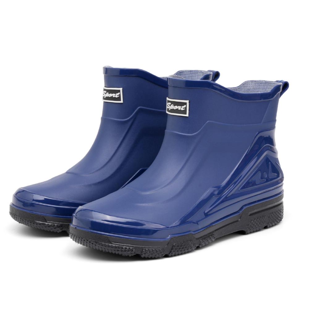 

Чоловічі гумові чоботи середньої довжини, гумові чоботи з низькою халявою, модне водонепроникне взуття з нековзкою підошвою, короткі чоботи з товстою підошвою з ПВХ, зносостійке вуличне робоче взуття 39 синій