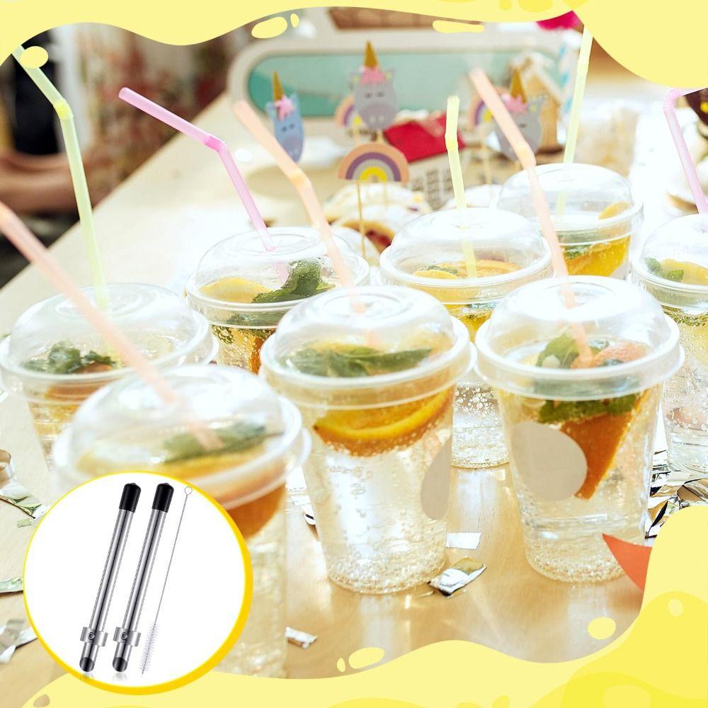 Efficient Straw Puncher Stainless Steel Lemonade Stand Supplies Beverage Mixer  for Plastic Lids