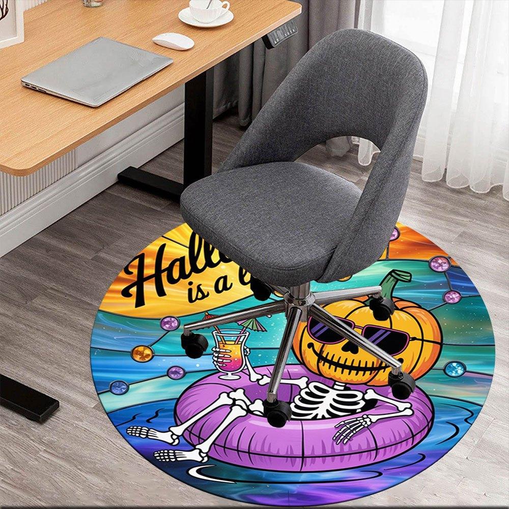 

Halloween Lifestyle Skeleton Pumpkin Pool FloatRound Non-Slip chair mat chair carpet for office Rugs for Office Decor Gift For Valentine s Day Mother 80cm by 80cm