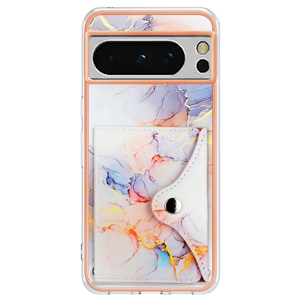 YB Leather Coating Series-9 for Google Pixel 8 Pro Case Card Holder Kickstand Leather Back Cover