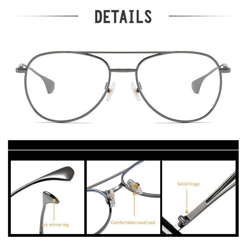 The New Double-Beam Elliptical Metal Small Frame Exudes A High-End Classic And Simple Flat Light Lens For Daily Wear