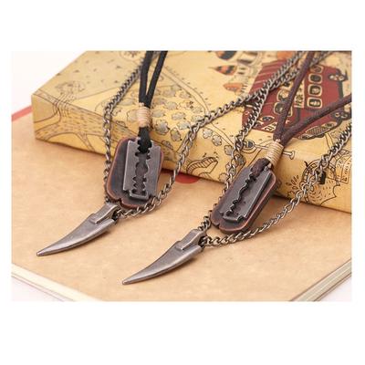 Erkekler Vintage Inek Deri Kolye Kolye Avrupa Tarzı Adam Alaşım Kolye Collier Jewlery
