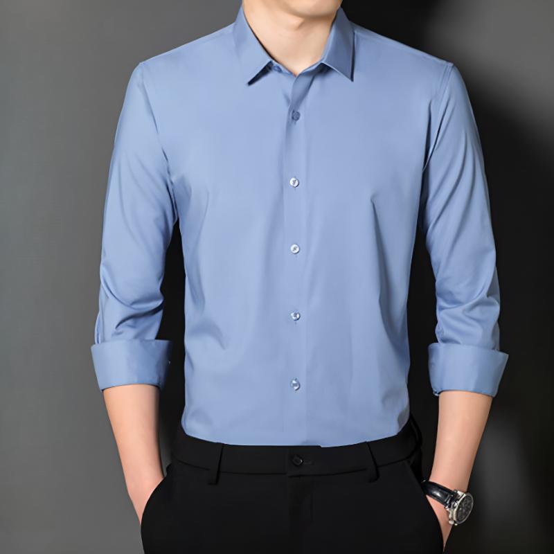 Camicie da Uomo di Alta Gamma, Serie Uomo Seta di Gelso, Camicie Casual a Maniche Lunghe, Drappeggio Estivo Ghiacciato, Camicie Senza Stiro