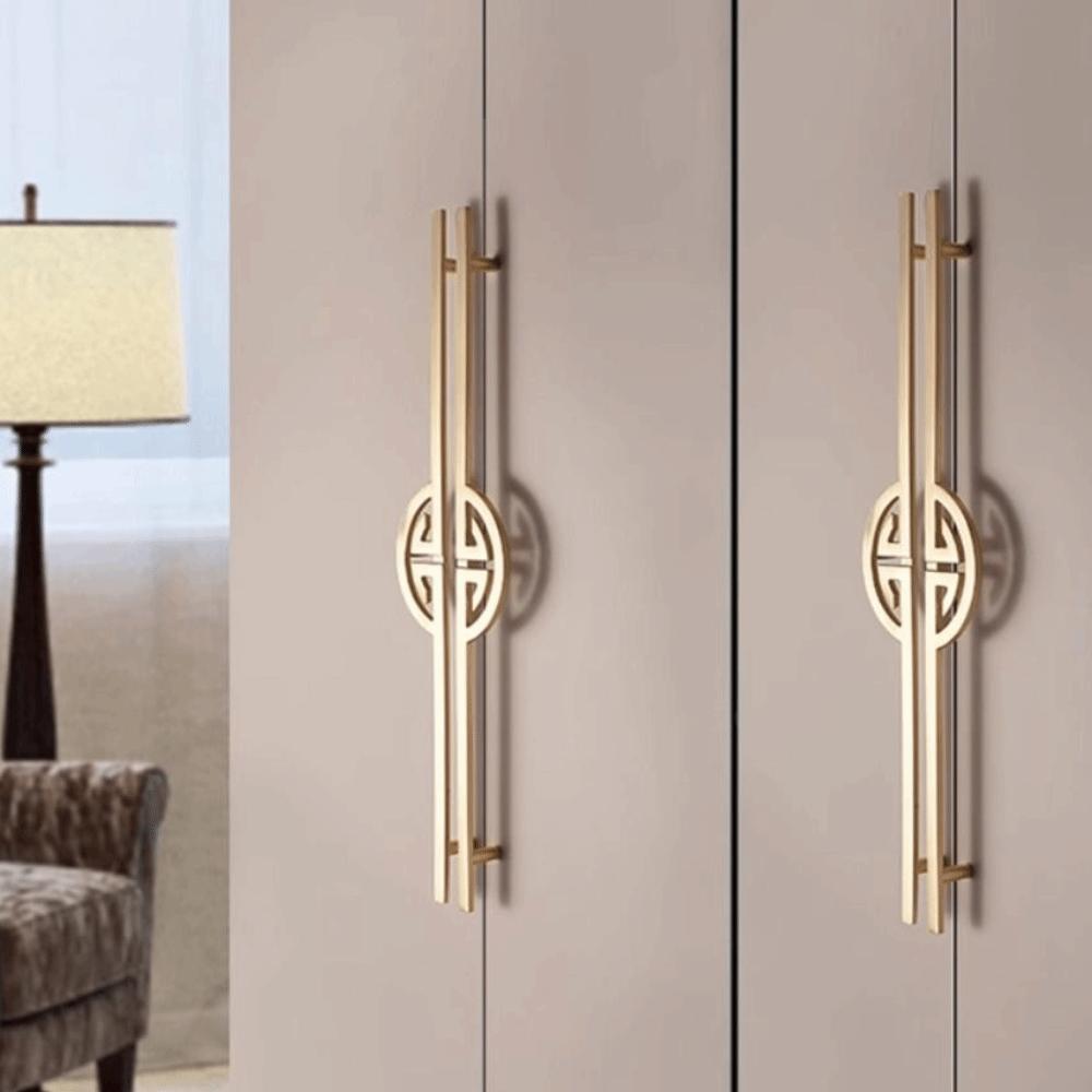 Durable Brushed Finish Cabinet Door Handle Gold Chinese Style Wardrobe Door Handle Lengthened Cabinet Door Knob Cupboard