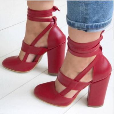 Maogu Női Gladiátor Nyári Magassarkú Esküvői Cipő Női Vastagsarkú Pumpák Fekete Lábbeli Bőr Plus Size 43 Ingyenes Szállítás