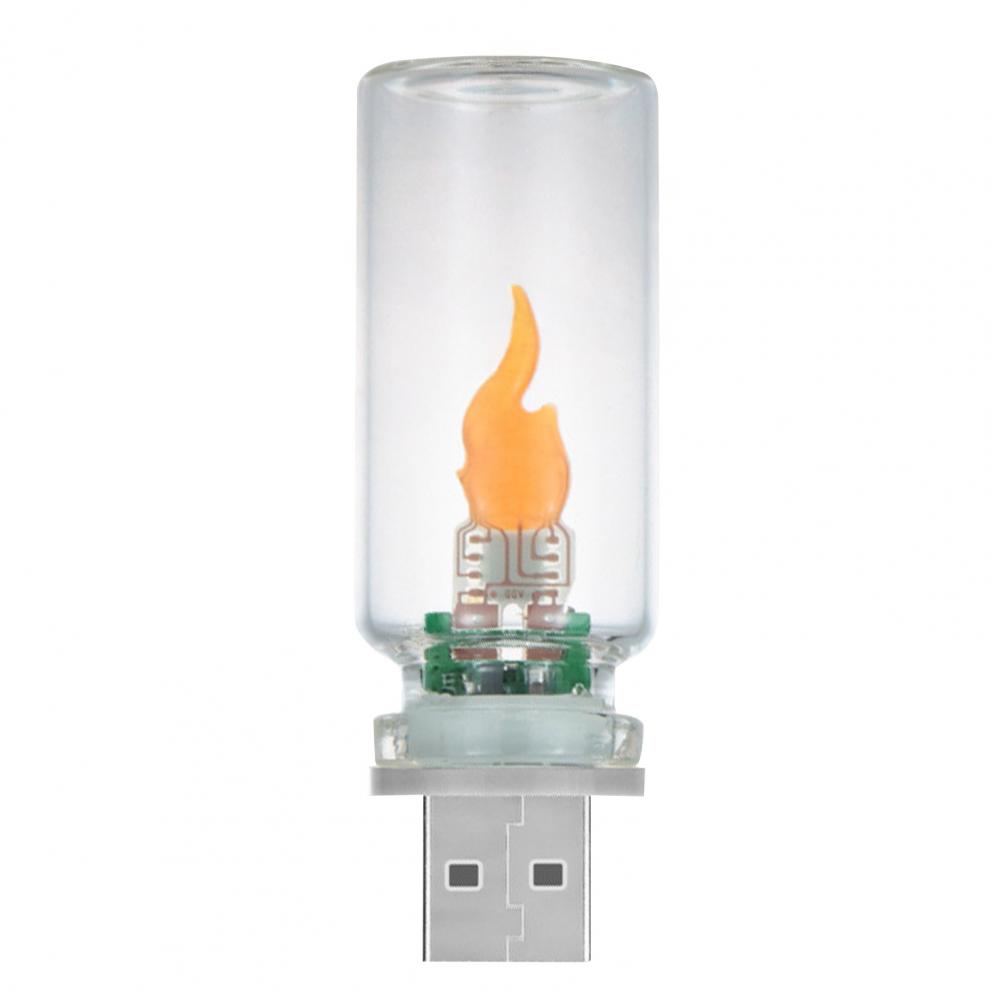 USB Flame Night Light with Touch Control Realistic Flickering LED Candle for Home Car Adjustable Brightness