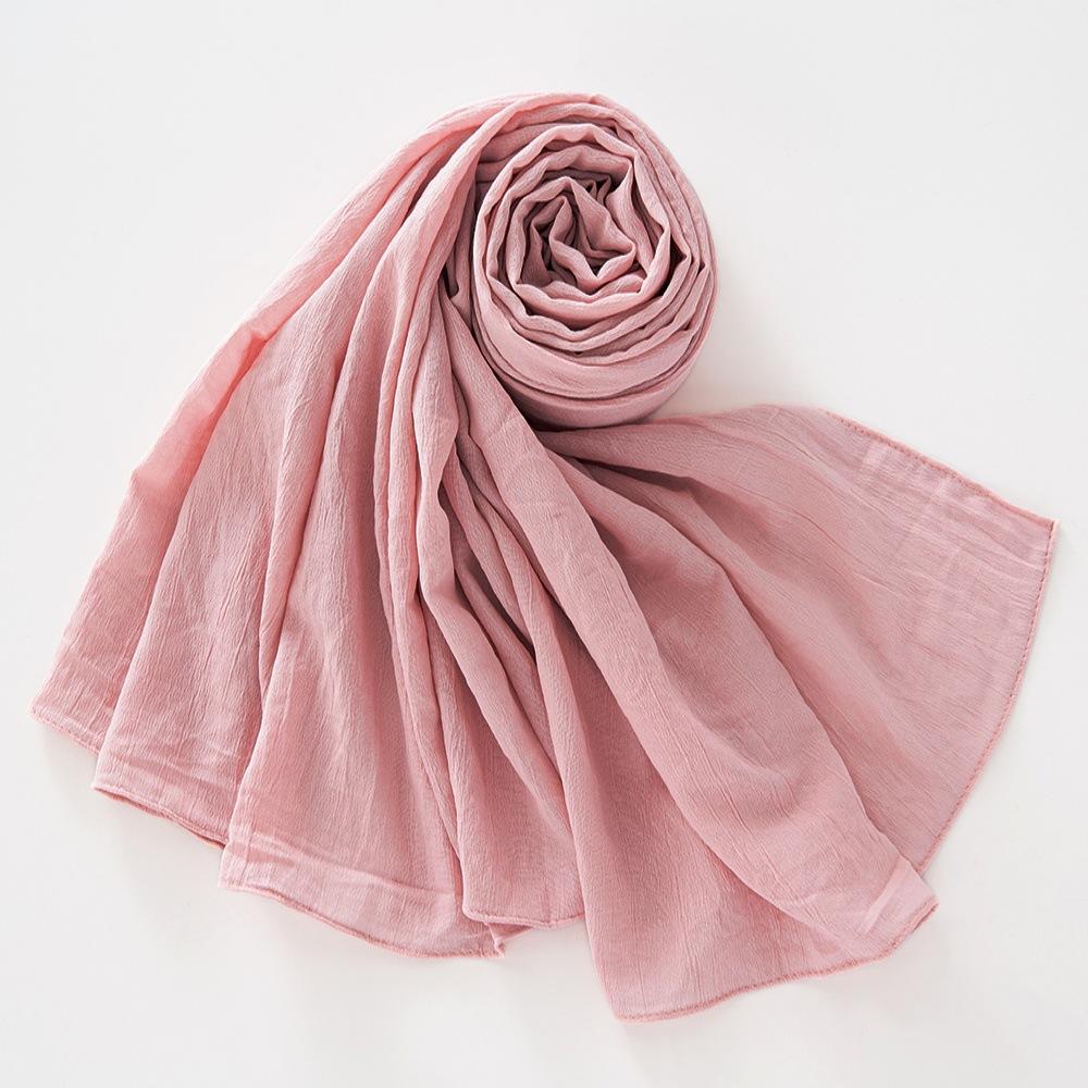 New Breathable Crumpled Scarf For Women Girls Solid Scarves Soft Cotton Wrinkle Pashmina Shawl Foulard Winter Warm Wrap Shawls