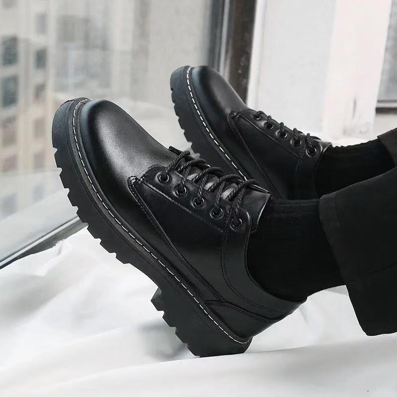 

Мужские повседневные туфли на шнуровке из кожи на толстой подошве, низкие, для весны и осени Size 40