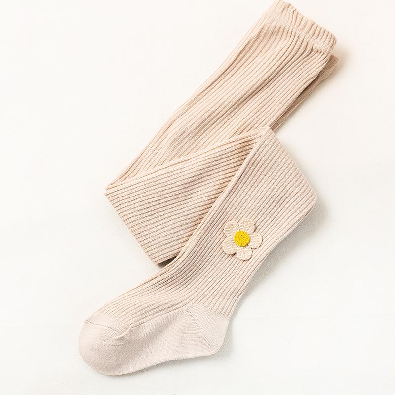Floral Medium Thick Tights for Girls – Spring/Autumn, Seven Colors, Lightweight Bodysuit Leggings for Little Ones