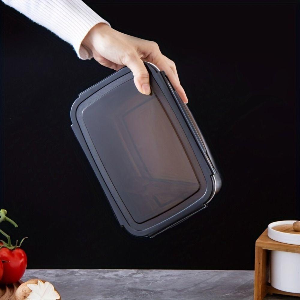 Stainless Steel Sealed Lunch Box Square Food Box Frozen Box Fresh-keeping Box  Microwave