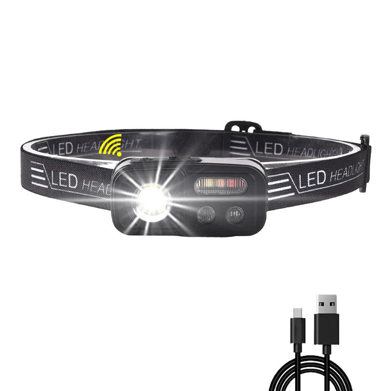 1-10PCS LED Induction Headlamp 6 Modes Fishing Headlight Built-in Battery USB Rechargeable Outdoor Super Bright Camping Lamp