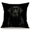 Black Background Dog Puppy Portrait Vizsla Husky Shepherd Shibu Cute Sofa Pillow Case Home Decorative Cotton Linen Cushion Cover