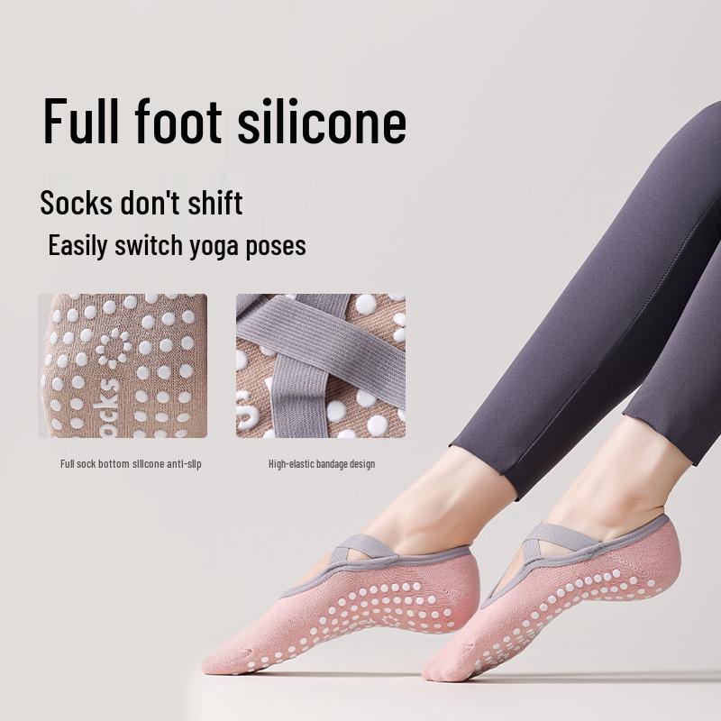 Women's Non-Slip Silicone Yoga Socks with Cross Straps - Ideal for Summer Indoor Fitness & Pilates