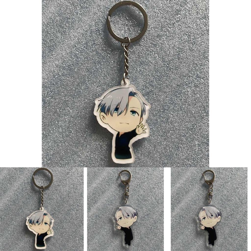 Yur On Ice Katsuki Yuri Victor Nikiforov Acrylic Keychain Printed Cartoon Character Keyring For Collectors
