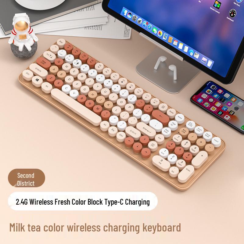 Bluetooth Wireless Silent Mechanical Keyboard & Mouse Set for Girls - Rechargeable and Stylish for Office Use