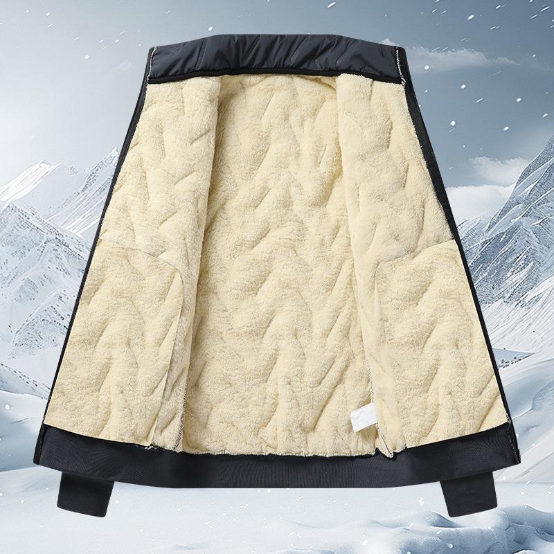 Warm Winter Lambskin Three-Piece Set: Thick Plush Coat & Casual Trousers, Windproof & Cold-Proof.