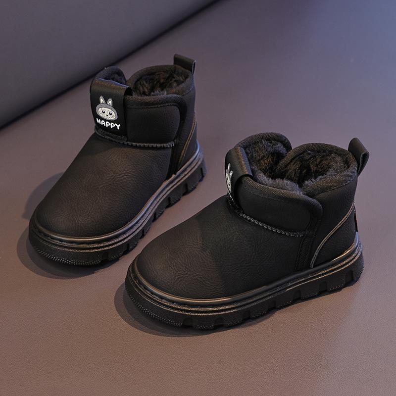 

Children s Snow Boots New Winter Model for Boys and Older Kids, Waterproof, Non-Slip, Fleece-Lined, Thickened, Warm Boots, Girls Cotton Boots 31Inner Length18.7cm чёрный