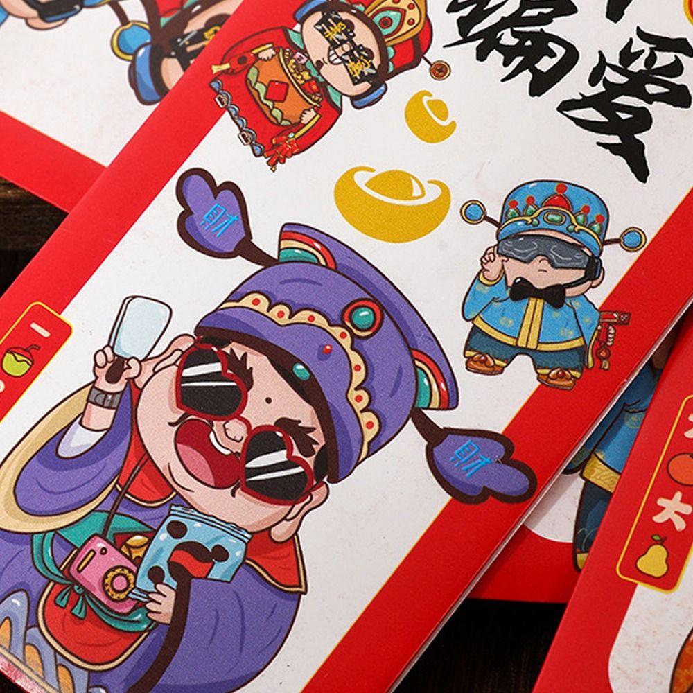 6pcs Traditional God of Wealth Money Pocket Hongbao Gifts Packing Bags  Celebration Party