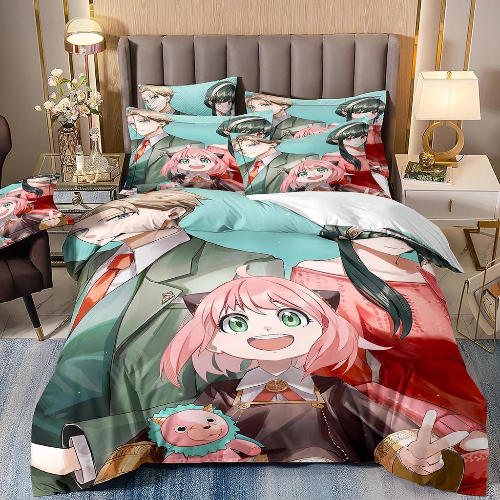 Anime SPY FAMILY Anya Bedding Set Single Twin Full Queen King Size Bed Set Kids Bedroom Duvetcover Duvet Cover Pillowcase