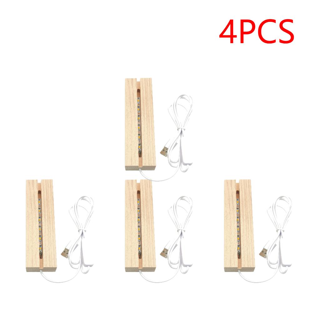 1-10PCS LED Wood Light Display Crystal Wooden Lighted Base Stand Acrylic Light Plate Base USB Wooden Base for Resin Art Light