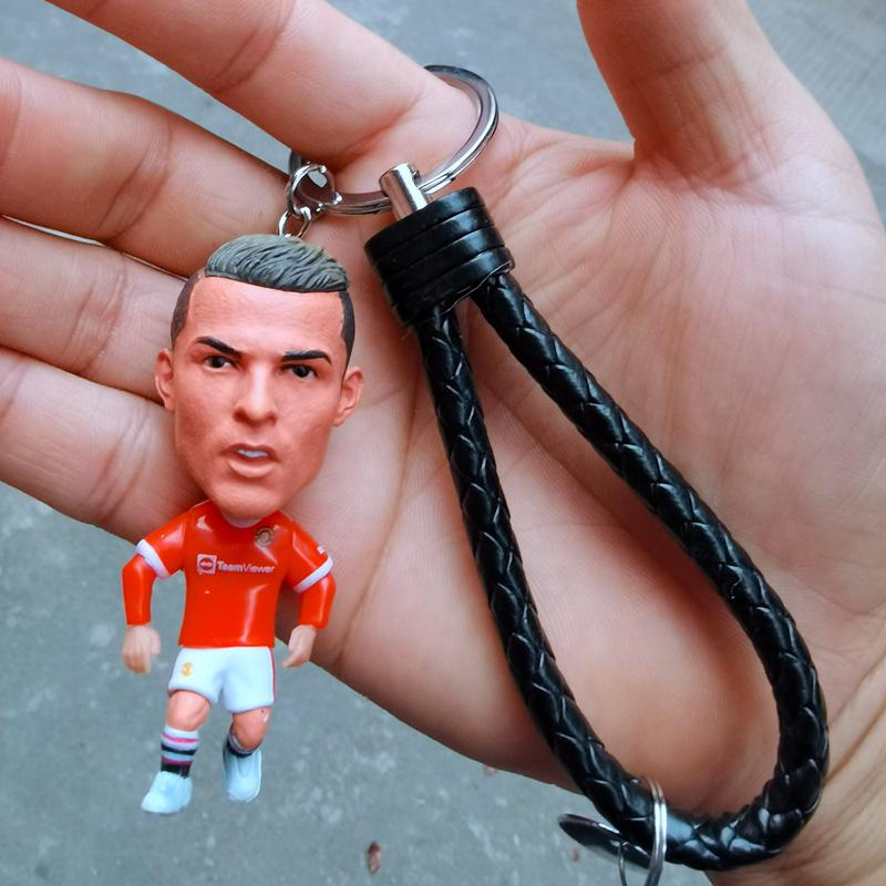 Fußballstar Schlüsselanhänger: Ronaldo, Messi, Neymar, Vinícius, Mbappé, Bellingham Figuren black