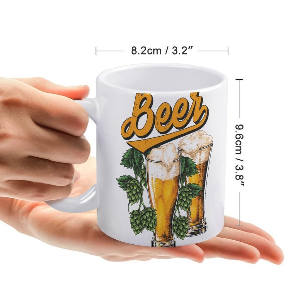 1pc 11oz Ceramic Beer Lover Mug with Double-Sided Printed Design, Home Drinkware
