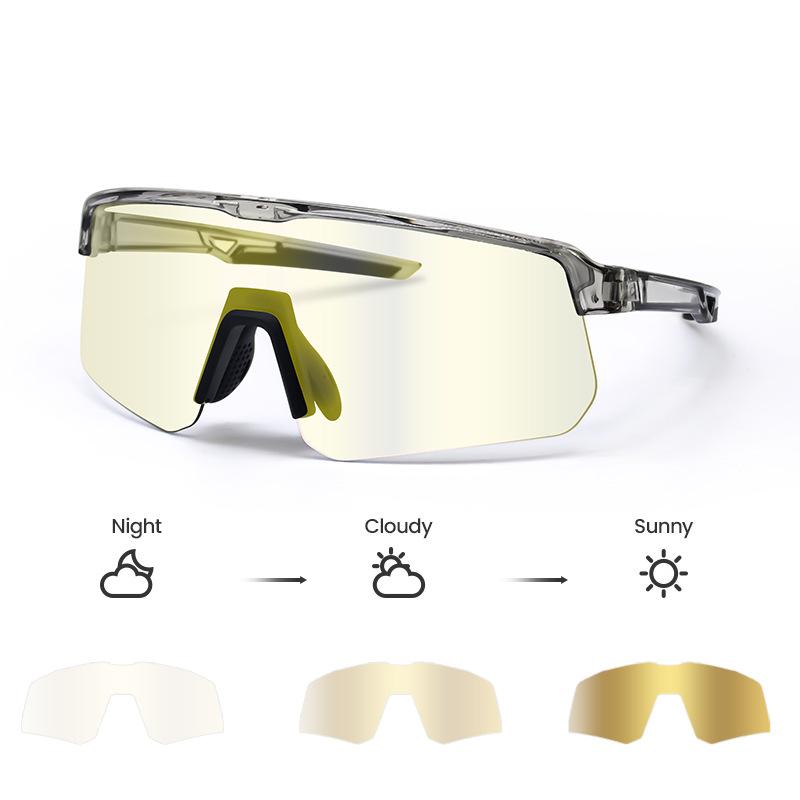 Cycling Photochromic Glasses, Outdoor Bicycle Marathon Windproof Men's Goggles, Sports Glasses Suitable for Day and Night Use for Women