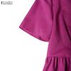 ZANZEA Lässiges Sommerkleid mit V-Ausschnitt und kurzen Ärmeln für Damen