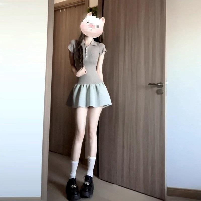 American Spice Girl Temperament College Style Dress Women's Clothing, Summer New Small Slim a Word Short Skirt