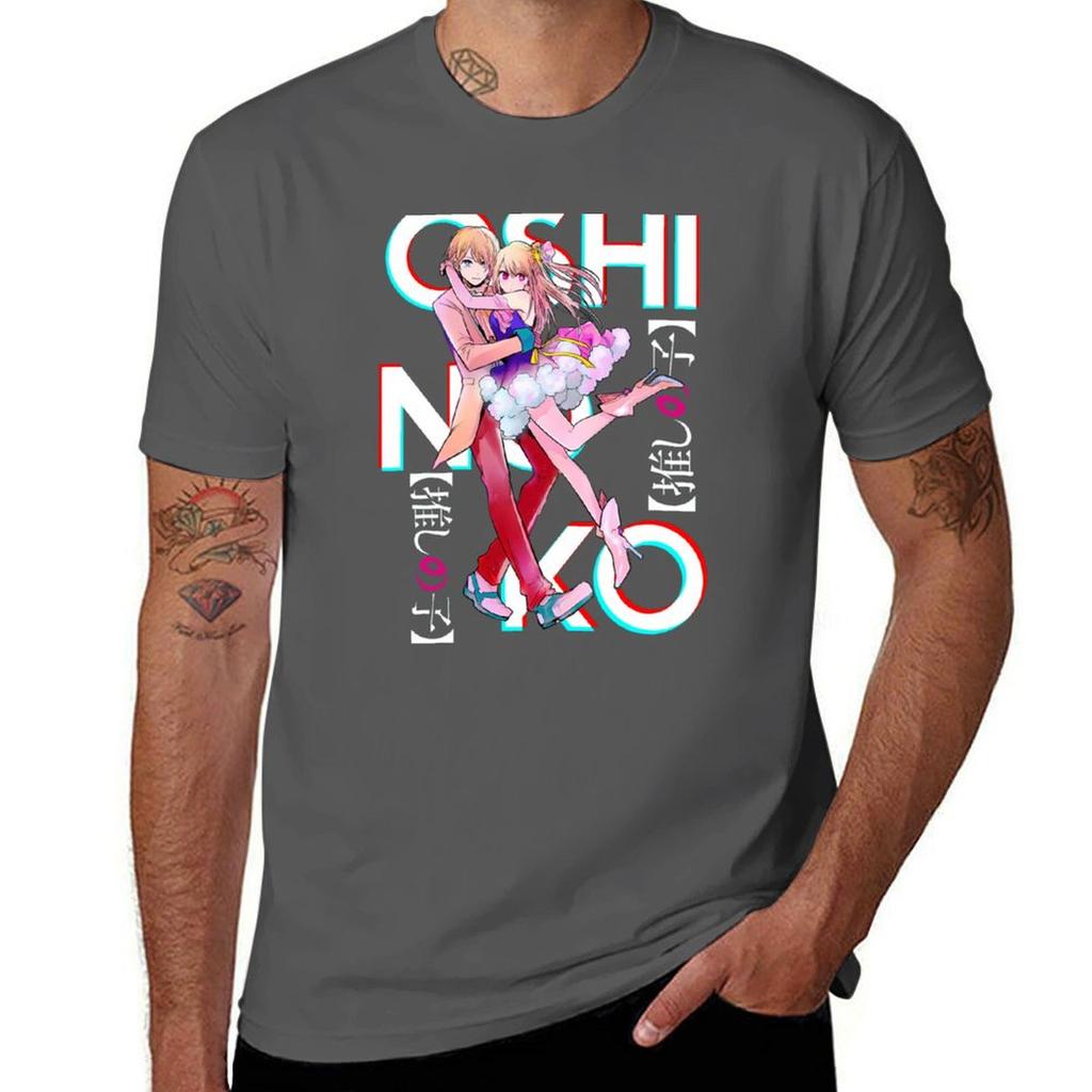 Brother and Sister Oshi No Ko Ruby Aqua On Black Active Tshirt Vintage Sublime Oversized T Shirts for Men