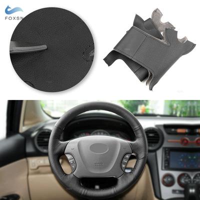 Car Accessories Braid On Steering Wheel Black Leather Cover Sticker Trim For Kia Carnival II Grand Carnival 2006- 2012 2013